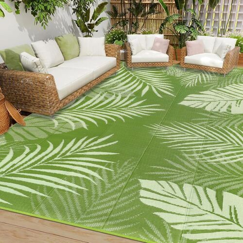 Mevronisshop-Tapis D'extérieur Terrasse 180x270cm Imperméable Tapis De Sol Exterieur Plastique Tapis De Jardin Pliable Résistant Aux Intempéries Aux Uv Tapis Pour Extérieur Balcon Plage Pique-Nique