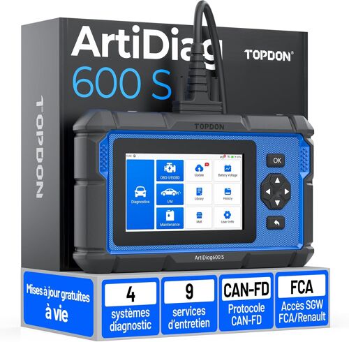 Mevronisshop-Artidiag600s Valise Diagnostic Auto Obd2, Outil Diagnostic Voiture Pour 4 Systèmes, 9 Fonctions De Réinitialisation Sur Huile/Frein/Sas/Bms/Abs/Dpf/Tpms/Accélérateur, Fonctions Obd2 Comp