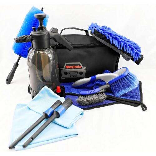 Mevronisshop-Kit Nettoyage Voiture,12pcs, Bouteille Spray Mousse Prélavage, Gant Lavage Microfibre, Brosses Jantes Et Pneus, Pinceaux De Détail, Sac De Rangement