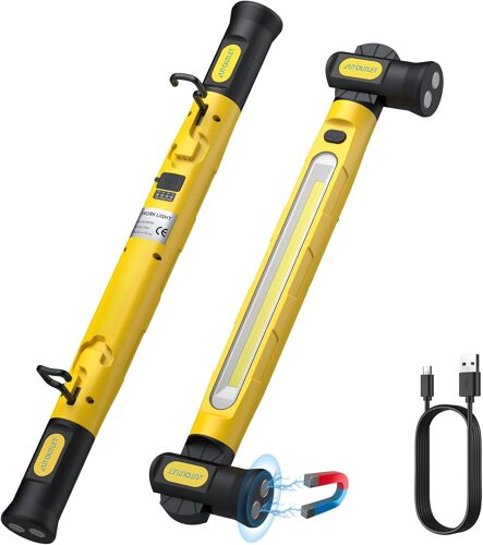 MEVRONISSHOP-Lampe de travail LED rechargeable 6000 mAh véritable 3000 lm lampe d'atelier avec aimant crochet 360° 3 modes rotation 180° pour camping, garage, atelier