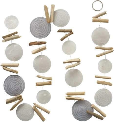 MEVRONISSHOP-Boltze Capiz Nerida Guirlande décorative à suspendre Longueur 180 cm Décoration de fenêtre Boho Disques Coquillage Chaîne à suspendre Boltze Home Carillon éolien Carillon Wind Chimes Déc
