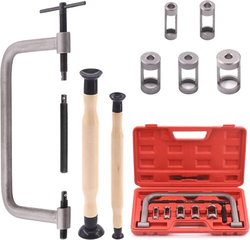 Mevronisshop-Kit D'assortiment De 13 Outils Compresseurs De Ressort De Soupape, Comprenant 5 Adaptateurs Poussoirs, Vis D'extension, Ensemble De Rodoir De Soupape Et Barre De Compression Pour Moto, V