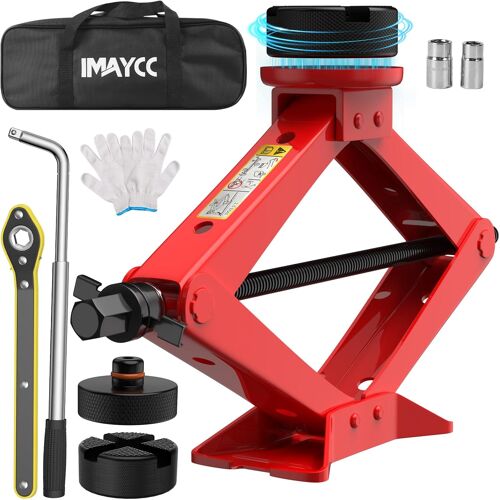 MEVRONISSHOP-Cric Voiture 2.5T/2500kg,Universel Crique Voiture avec 2 Tampon Caoutchouc, Portable Cric de Levage avec Clé pour Écrous de Roue, Kit Urgence Automobile pour SUV MPV VoitureTesla 3/Y/X/S