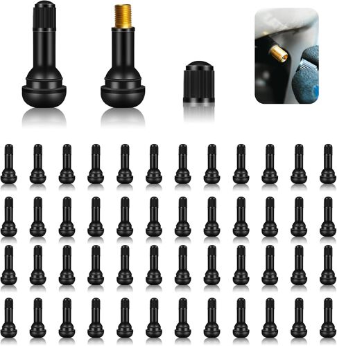 Mevronisshop-50 Pcs Valve Pneu Voiture Tr414, Universal Valve Tubeless Valve Auto, Valve Tubeless Pneu Valve Tige Capuchon En Caoutchouc, Valve De Voiture Snap-In Voiture Pneu Tubeless Pour Voiture M