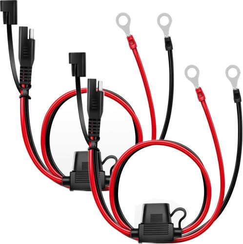 MEVRONISSHOP-2Pcs Connecteur SAE,2 broches SAE Connecteur,connecteur sae 12v,etanche,Le câble de déconnexion Rapide SAE,0.6m SAE à Anneau Terminal,12 V-24 V, avec fusible 10 A