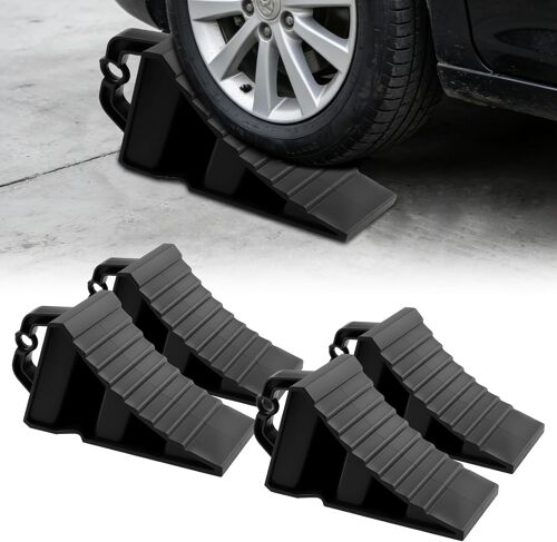 MEVRONISSHOP-Cales De Roue en Plastique avec Poignée, 4 Pièces Cale De Roue Plastique, 20 X 12 X 11cm Cales De Remorque, Cales De Frein pour Camping Car, Voiture, Cale Caravane