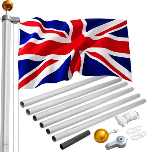 Mevronisshop-Mât De Drapeau Sectionnel En Alliage D'aluminium De 6 M, Mâts De 1,2 Mm D'épaisseur Avec Boule Dorée Pour Jardin Et Cour