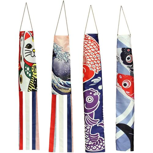 Mevronisshop-4 Pièces Japonais Carpe Manche À Vent Poisson Drapeau Cerf-Volant Koinobori Décor Suspendu Pour Japonais Sushi Bar Izakaya Chambre
