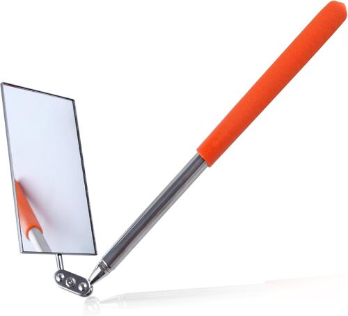 Mevronisshop-Miroir D'inspection Télescopique Avec Tête Pivotante À 360° - Miroir Rectangulaire Extensible Jusqu'à 49,5 Cm De Long - Miroir D'inspection Sur Bâton Pour Vérifier L'observation Du Véhic