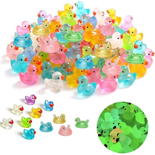 Mevronisshop-50 Figurines Miniatures Canard En Résine Lumineux, Petits Canards Pour Décoration De Jardins Miniatures, Bonsaïs, Bassins À Poissons Et Aquariums, Figurines Animaux Miniatures
