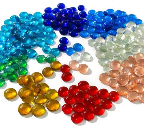 Mevronisshop-Lot De 420 Cabochons En Verre Colorés Et Pierres Mugles 1800 G - 15-20 Mm - Pour Aquarium, Remplissage De Vase, Hydroponique Et Décoration - Couleurs Mélangées De Qualité Supérieure