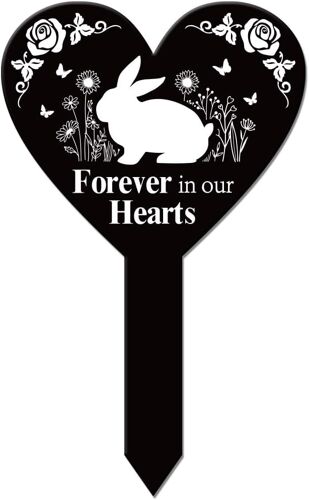 Mevronisshop-Plaque Commémorative En Forme De C?Ur Lapin Animaux Piquet De Jardin Papillons Pour Cimetière Piquet Funéraire En Acrylique Fleurs Imperméables Plaque De Bénédiction Pour Jardin Cimetièr