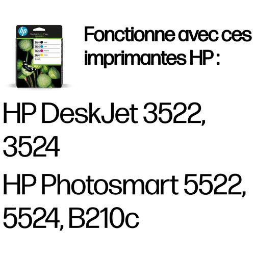 HP 364 (N9J73AE) - Pack de 4 cartouches d'encre originales - noir, cyan, magenta, jaune