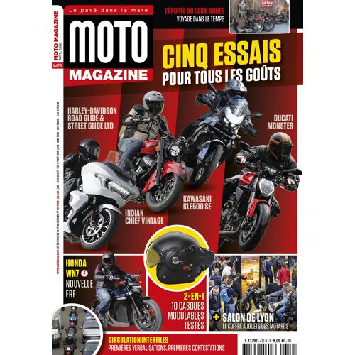 Moto Magazine N° 429 - Avril 2026 - Hd Road Glide/ Hd Street Glide Ltd/Ducati Monster /Indian Chief Vintage/Kawa Kle500se/Honda Wn7/Salon De Lyon/Suzuki Le Retour....