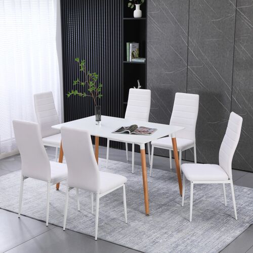 Ensemble de 6 chaises de salle à manger, chaise de bureau blanche