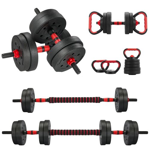 Ensemble D'haltères Réglables 6 En 1 De 15 Kg, Comprenant Des Kettlebells, Des Haltères, Des Barres Et Des Supports Pour Pompes, Adapté À Une Utilisation À Domicile, En Salle De Sport Et À L'école.