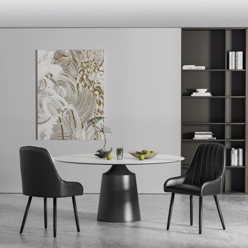 Lot de 2 chaises de salle à manger, tapissées, sur pieds en métal