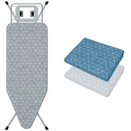 Table a Repasser 120 x 45 cm,Planche a repasser Pliable, Avec 2 Housses en Coton 100%,Pour Centrale Vapeur,Support de Fer Intégré, Pieds Antidérapants