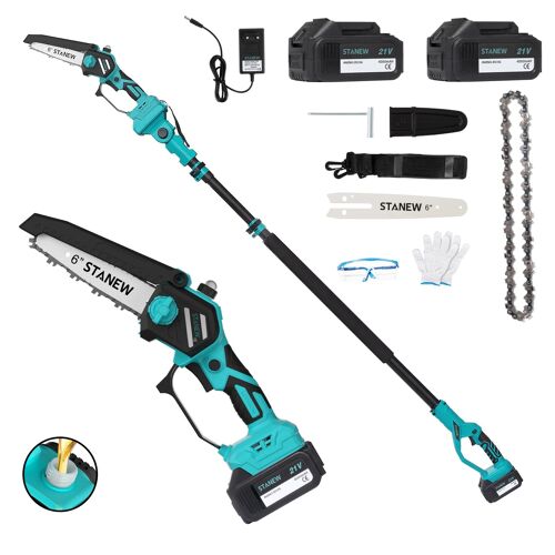 Tronçonneuse rétractable 2 en 1 et mini tronçonneuse sans balais avec 2 batteries 4000mAh, 6" avec écran LCD