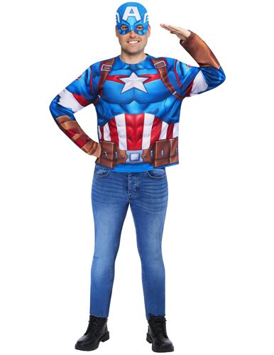 Kit Top Et Masque Captain America Adulte