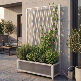 Treillis En Aluminium Hwc-G21, Treillis En Ciseaux Pour Jardinières Et Pots De Fleurs, Acier 152 X 90 X 35 Cm   Blanc