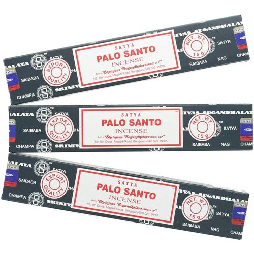 Encens SATYA - Palo Santo - Bâtonnets d'Encens Naturels - 3 Boîtes d'encens de 15g