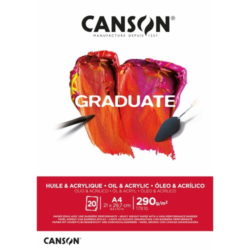 Canson Bloc 20 Feuilles Dessin Graduate Huile & Acrylique A4 290g