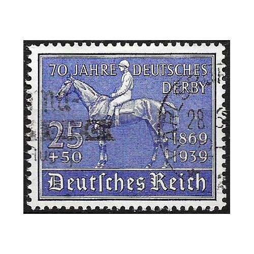 Allemagne, 3eme Reich 1939, Beau Timbre Oblitéré Yvert 637, 70e Anniversaire Du Derby Hippique De Hambourg, - Cote 27.5 Euros.
