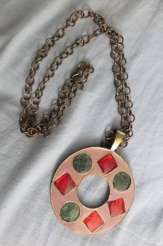 Collier Hippie Émaux Artisanal Vintage