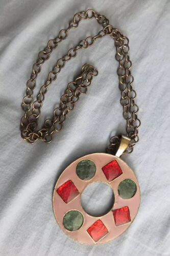 Collier Hippie Émaux Artisanal Vintage