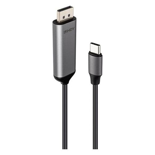Lindy - Câble adaptateur - USB-C (M) pour DisplayPort (M) - DisplayPort 1.4 - 2 m - support 8K60Hz (7 680 x 4 320) (DSC), support pour 4K144Hz - gris