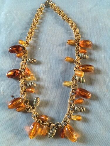 Ensemble Collier Fantaisie + Boucles D'Oreille Assorties - Coloris Cognac