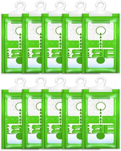 LORANKA-Kit de 10 sacs déshumidificateurs, sacs déshumidificateurs à suspendre, absorbeurs d'humidité, agents anti-humidité pour armoires et placards