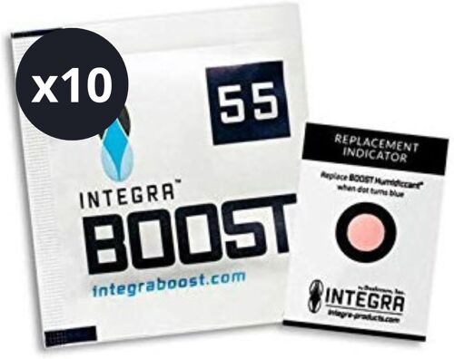 LORANKA-GROWMANIA Integra Boost 55 % - 10 unités de 8 grammes Régulateur d'humidité - Humidificateur 2 voies avec indicateur d'usure - Durée jusqu'à 3 mois
