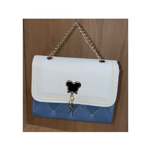 Petit sac à main bleu simili cuir fleur noire en relief - Accessoires & Bagagerie