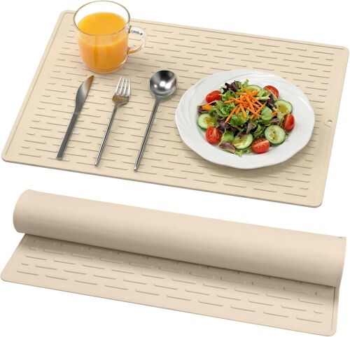 Kalanka-Tapis D'égouttoir À Vaisselle En Silicone Avec Rainures Intégrées, 30 X 40 Cm, Facile À Nettoyer, Multi-Usage, Pour Comptoirs De Cuisine, Revêtement D'évier Ou Rangement Au Réfrigérateur