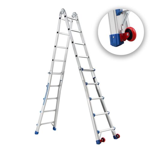 Echelle Telescopique 5,1m, Échelle Télescopique en Aluminium, Escabeau 5x5 Marches, Marchepieds Escamotables