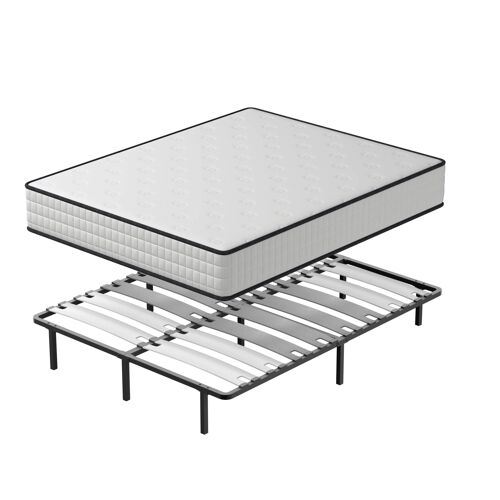 Ensemble Matelas en mousse + Sommier avec lattes larges 140x190cm, Epaisseur du Matelas 22cm