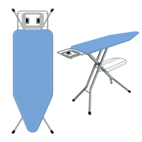 Table à repasser pliable 120 x 45 cm, adaptée aux fers à vapeur, anti-pincement, réglable en hauteur, avec housse 100 % pur coton, repose-fer intégré