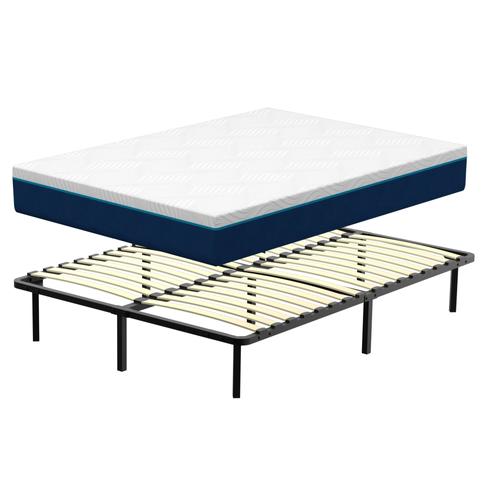 Ensemble Matelas en mousse + Sommier à Lattes 140x190cm, Epaisseur du Matelas 16cm