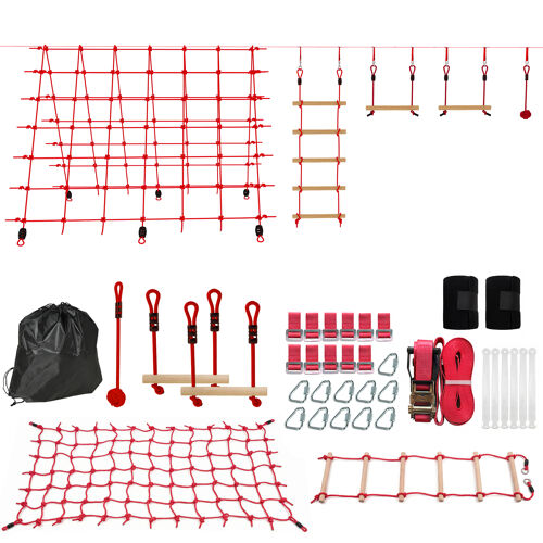 Parcours D'obstacles Ninja Enfants 10 M Charge 100 Kg Pp Rouge