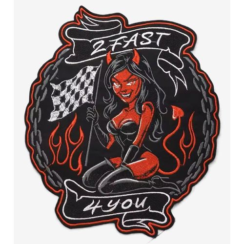 Patch Dorsal Brodé - Diablesse "2fast4you" (27,5 X 24 Cm)