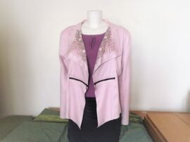 Veste Rose Pastel Imitation Daim À Manches Longues- Taille 0- - One O One