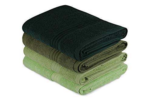 Serviettes De Bain Set 4 - Aucune - 70 X 140 Cm - Coton 500 G/M² - Tons Verts