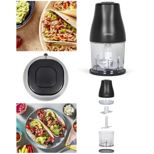 Mini Hachoir Noir 300W - 2 Lames en inox Bol capacite 300 ml
