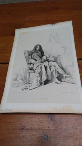 Gravure Xixe. Gravure Sur Acier, Portrait Assis De "Le Brun"(Charles), Peintre(1619-1690), Publiée Vers 1850, À Paris.