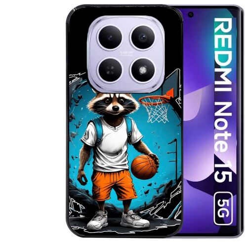 Coque noire Taperso pour Redmi note 15 5G et POCO M8 5G avec motif basket racoon
