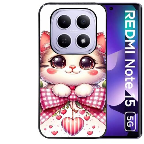Coque noire Taperso pour Redmi note 15 5G et POCO M8 5G avec motif chat noeud et coeur