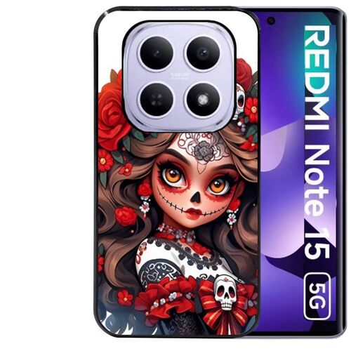 Coque noire Taperso pour Redmi note 15 5G et POCO M8 5G avec motif tete de mort calavera rouge