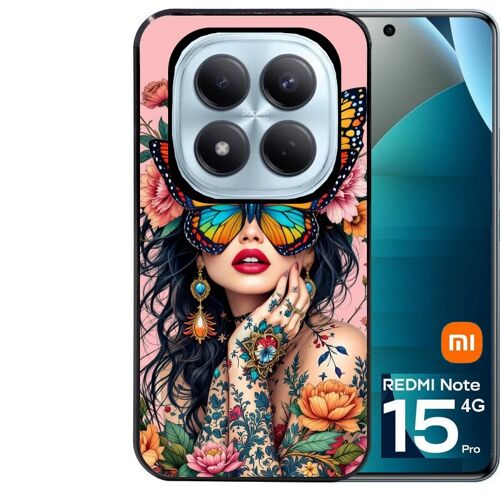 Coque noire Taperso pour Redmi note 15 PRO 4G avec motif femme papillon